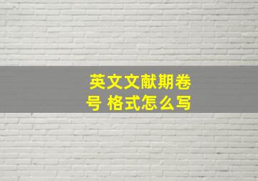 英文文献期卷号 格式怎么写